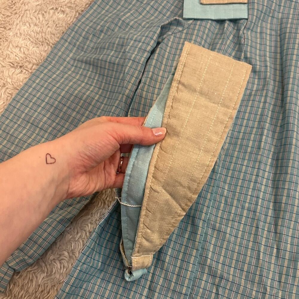 Deadstock Vintage 70s Blue Plaid Button Down Shirt Prarie Cottagecore Eber - Picture 3 of 6